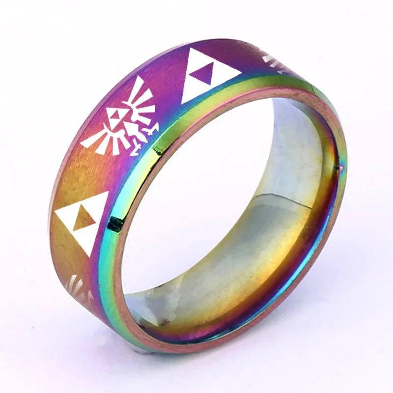 BAECYT Triforce Triangle Symbol Stainless Steel Band Ring for Cosplay and Party - Unisex Jewelry