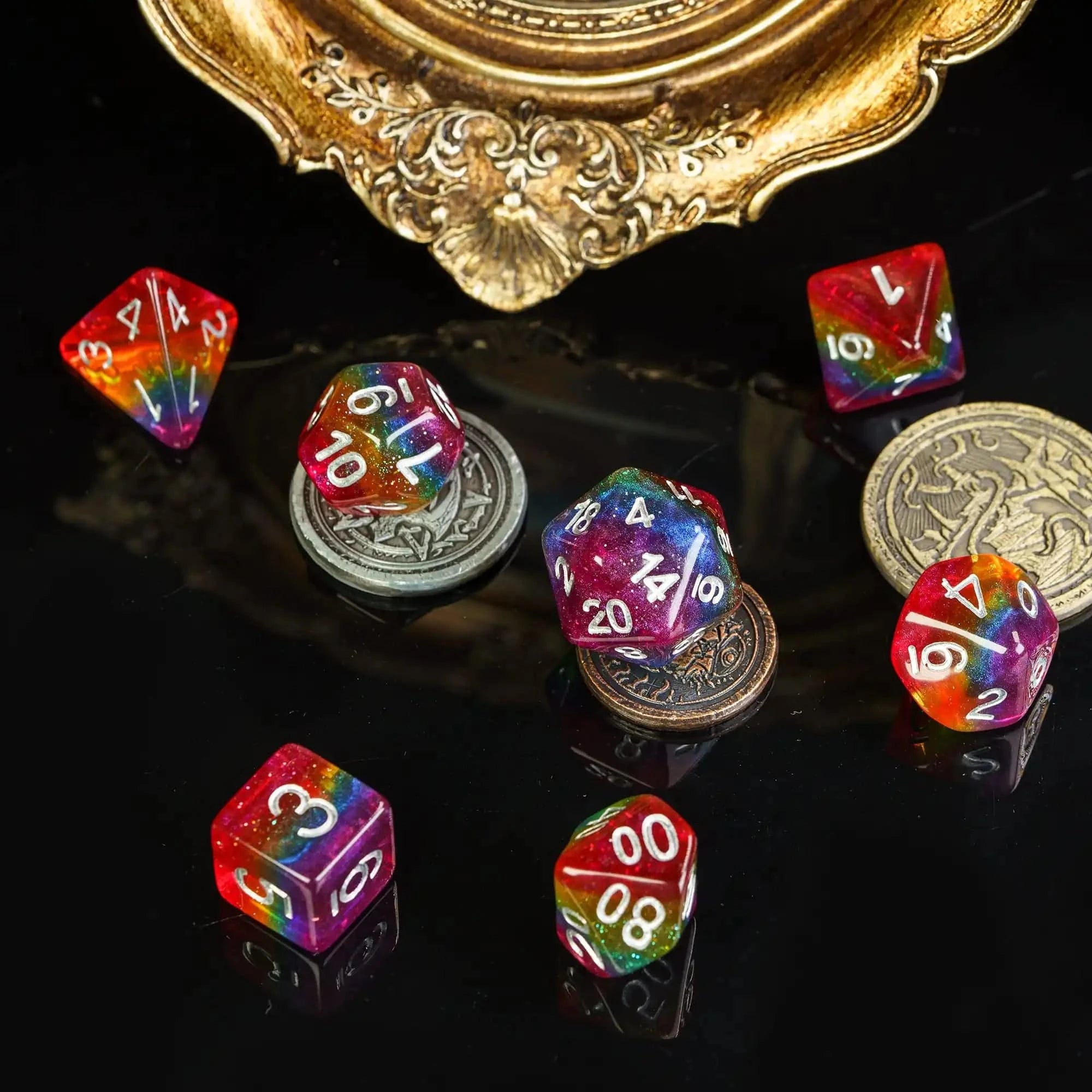 Cusdie 7Pcs Pride Flag Dice DND Trans-Pride D&D Dice Multicolor D4-D20 Polyhedral Dice Set for Role Playing Game Board Games - The Adventurer's Chest