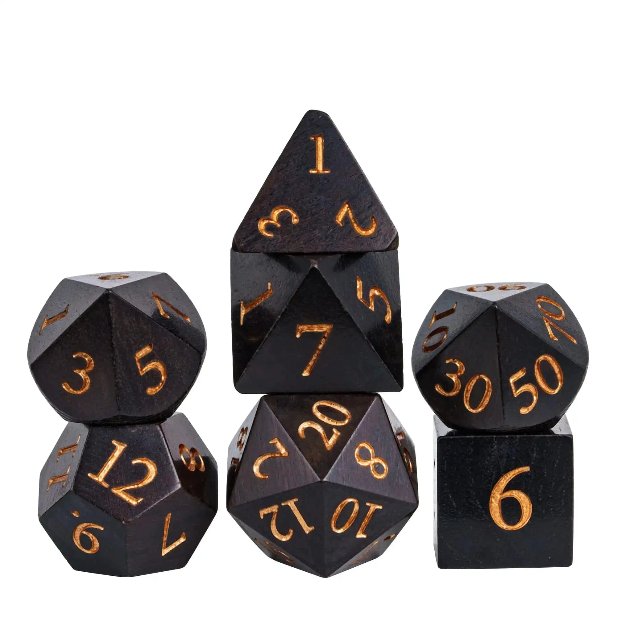 D&D Wooden Dice Set 7PCs D4-D20 Polyhedral Games Dice for Dungeons and Dragons Role Playing Game TRPG Table Accessories Gifts - The Adventurer's Chest