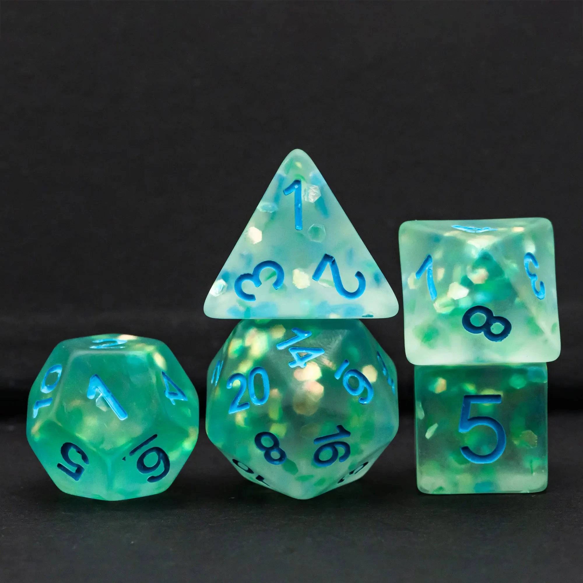 Cusdie Frosted Resin Dice Set 7Pcs Polyhedral Games Dice D4 D6 D8 D10 D% D12 D20 D&D Dice Set for Role Playing Game RPG - The Adventurer's Chest