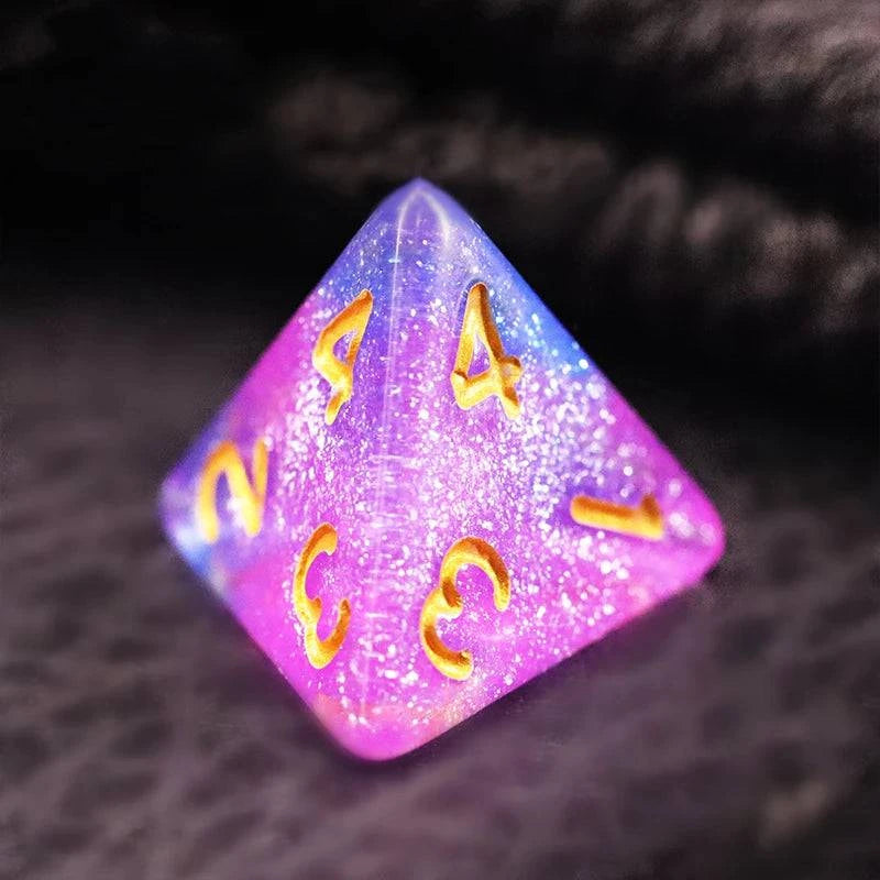 7Pcs/Set Pink and Blue Starry Sky Dice D&D COC Polyhedral Dice for Table Game DND RPG - The Adventurer's Chest