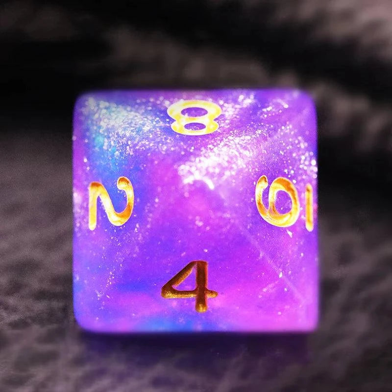 7Pcs/Set Pink and Blue Starry Sky Dice D&D COC Polyhedral Dice for Table Game DND RPG - The Adventurer's Chest