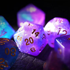 7Pcs/Set Pink and Blue Starry Sky Dice D&D COC Polyhedral Dice for Table Game DND RPG - The Adventurer's Chest