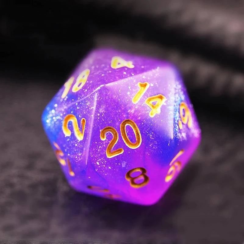 7Pcs/Set Pink and Blue Starry Sky Dice D&D COC Polyhedral Dice for Table Game DND RPG - The Adventurer's Chest