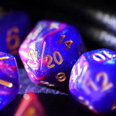 7Pcs/Set Pink and Blue Starry Sky Dice D&D COC Polyhedral Dice for Table Game DND RPG - The Adventurer's Chest