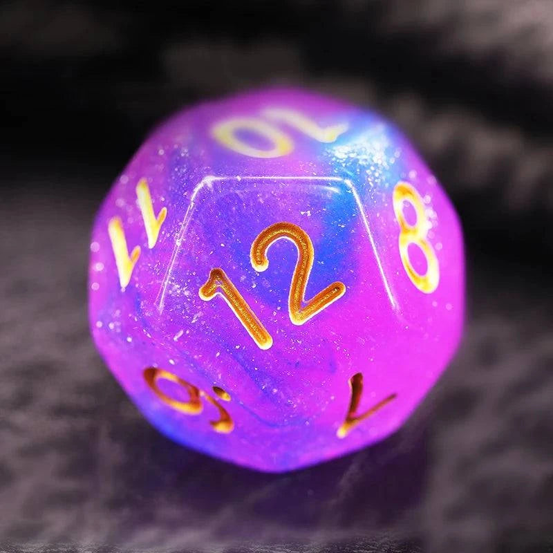 7Pcs/Set Pink and Blue Starry Sky Dice D&D COC Polyhedral Dice for Table Game DND RPG - The Adventurer's Chest