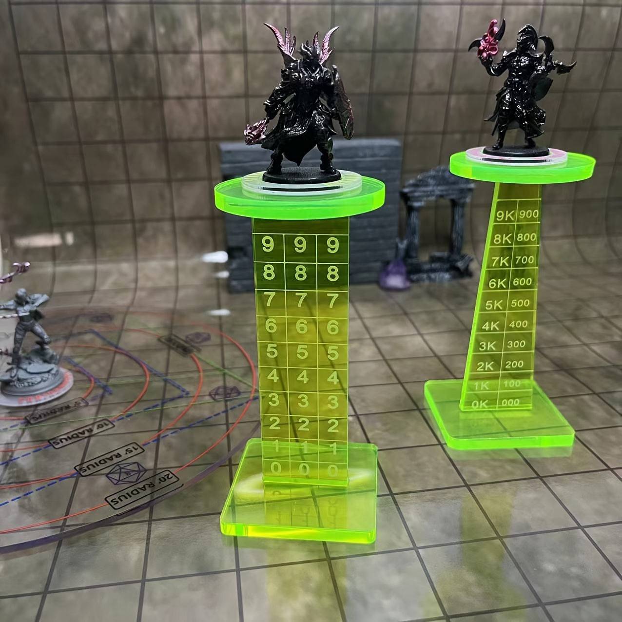 Fluorescent Green DND Flight Stand Set - 2 Height Platforms for Miniatures in Dungeons & Dragons, Warhammer & Tabletop RPGs - Gaming Accessories for Ages 14+ - The Adventurer's Chest