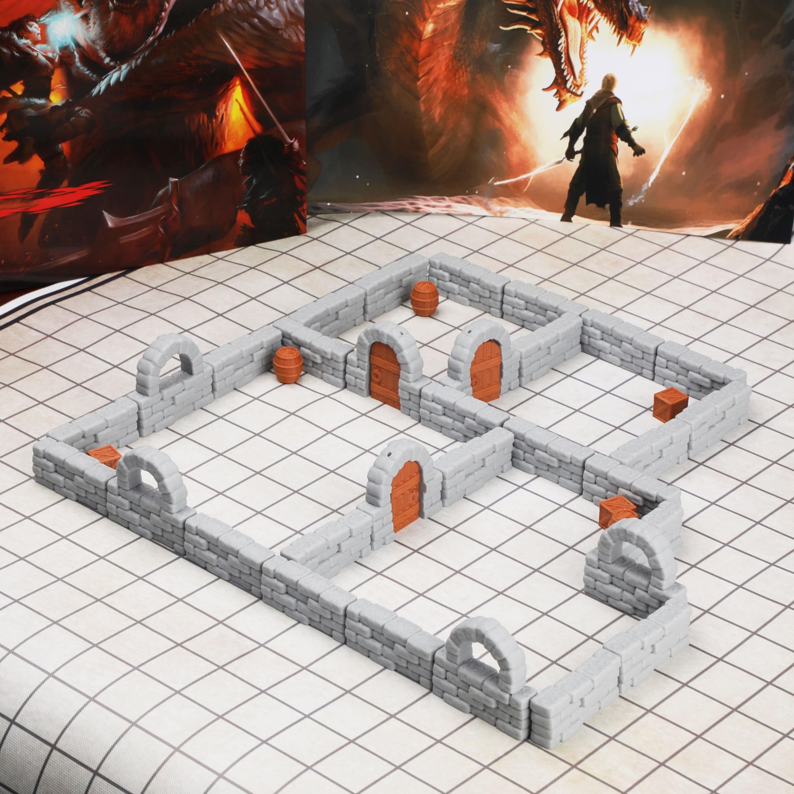 40-Piece Mini Dungeon Wall Terrain Set - 28mm RPG Accessory Kit for D&D and Tabletop Adventures, Ideal Holiday Gift for Game Masters